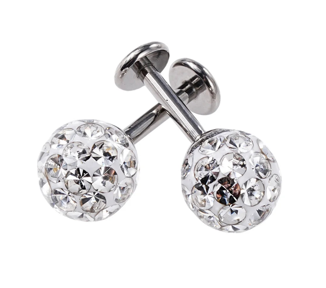 Crystal Clear | Threadless Titanium Flat Back Earrings