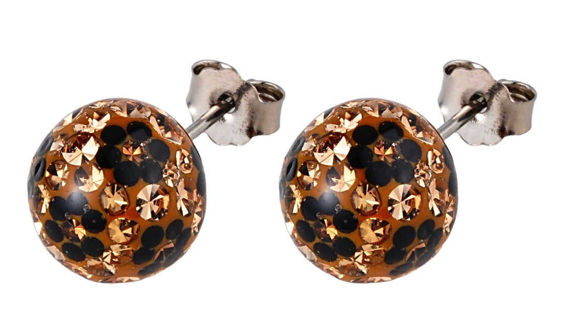 Golden Leopard Titanium Sparkle Studs