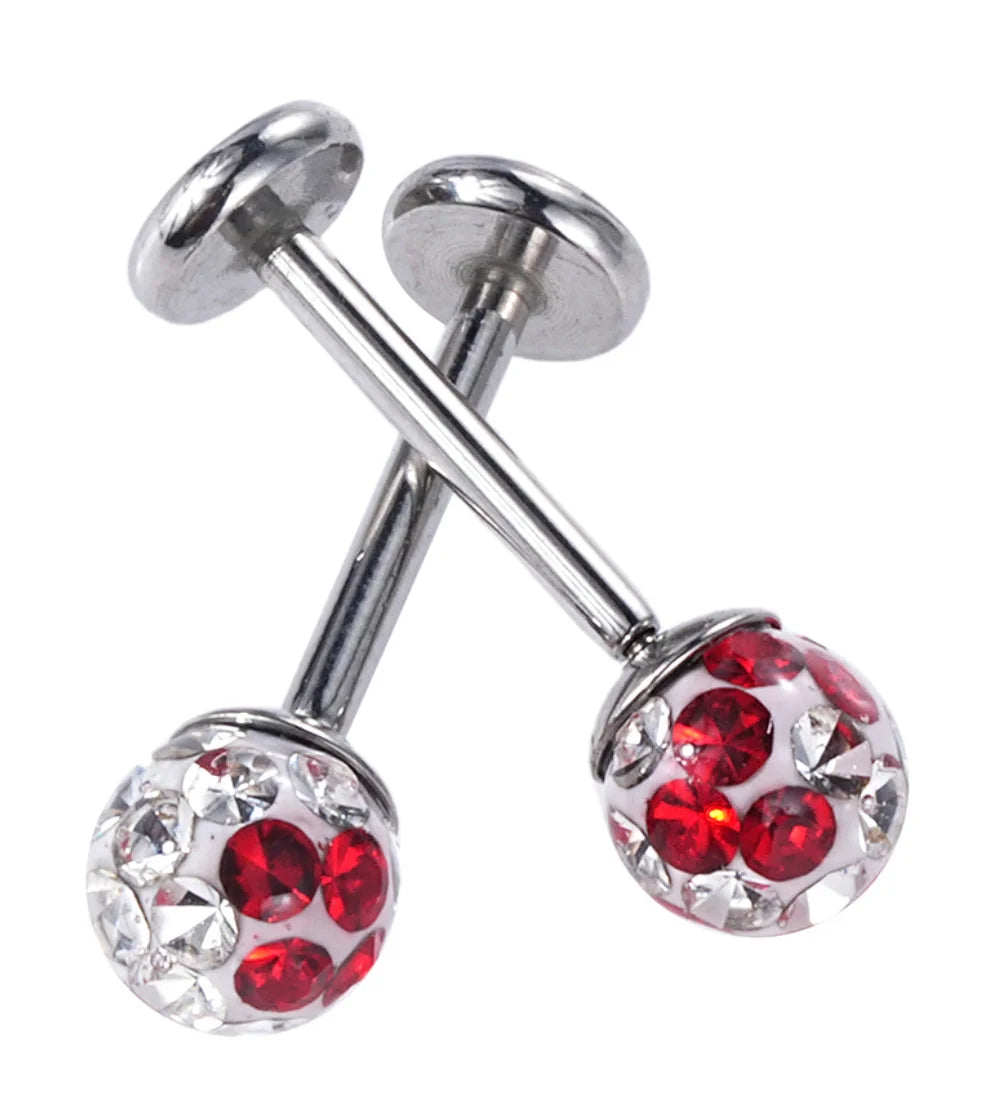 Scarlet Sparkle | Threadless Titanium Flat Back Earrings