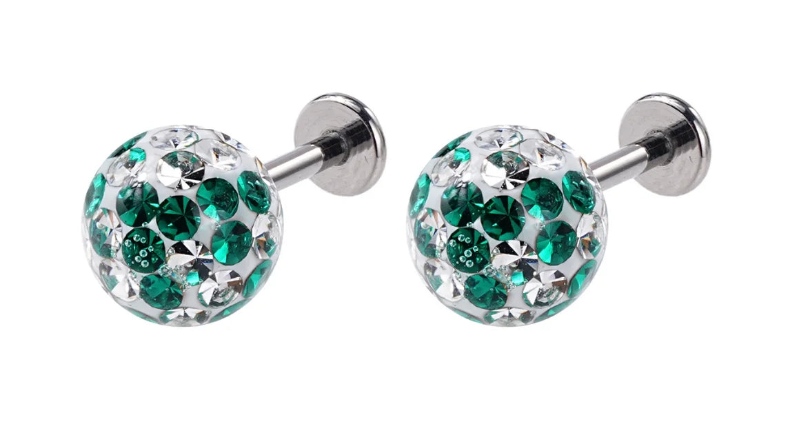 Emerald Mist | Threadless Titanium Flat Back Earrings
