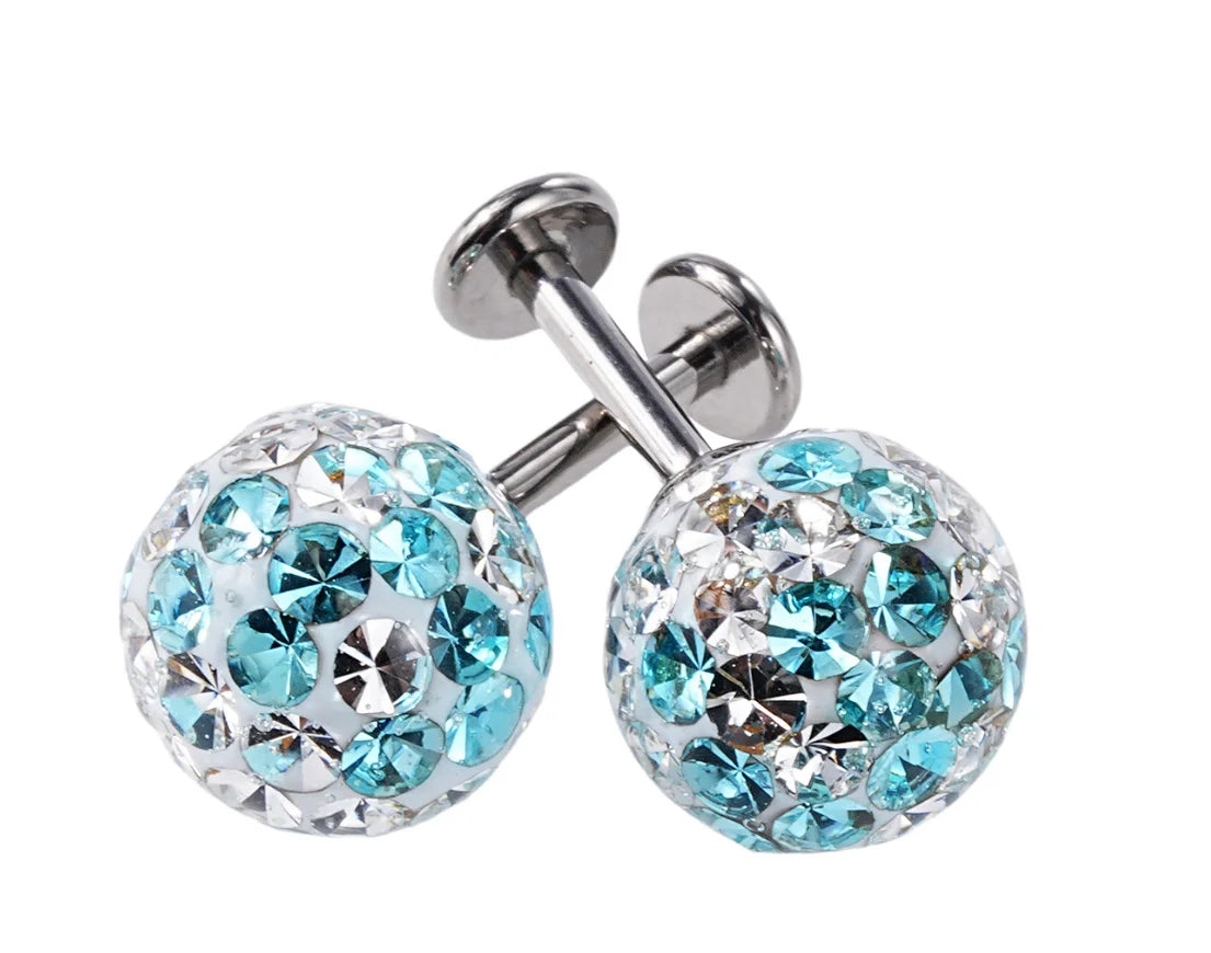 Crystal Sky | Threadless Titanium Flat Back Earrings